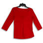Womens Red Long Sleeve V-Neck Twisted Front Pullover Blouse Top Size Small image number 2