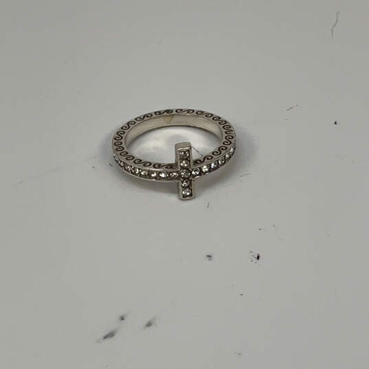 Designer Brighton Silver-Tone Engraved Starry Night Cross Crystal Band Ring image number 2