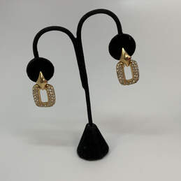 Designer Swarovski Gold-Tone Rhinestones Push Back Classic Drop Earrings