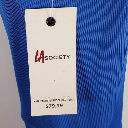 LA Society Women Blue Ribbed Jumpsuit M NWT image number 4
