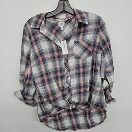 Plaid Button Up Collared Shirt