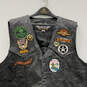Mens Black Leather Patches Sleeveless Front Pockets Motorcycle Vest Size 2X image number 3