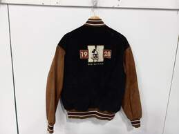 THE DISNEY STORE BLACK AND BROWN 1928 MICKEY MOUSE LEATHER BOMBER JACKET SIZE M alternative image
