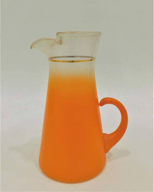 Vintage Blendo Orange Glass Drink Pitcher image number 1