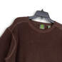 Mens Brown Knitted Long Sleeve Round Neck Pullover Sweater Size XXL image number 3