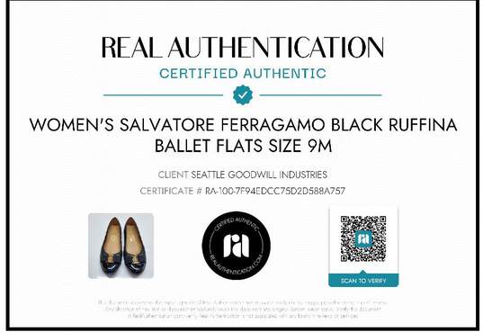 Women's Salvatore Ferragamo Black Ruffina Ballet Flats Size 9 M image number 8