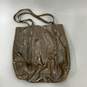 Anthropologie Womens Gold Shimmer Inner Pocket Zipper Tote Handbag Purse image number 1