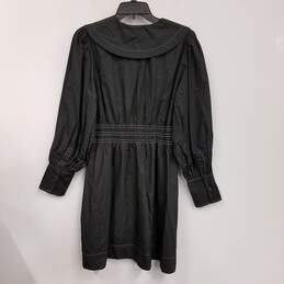 NWT Womens Black Cotton Collared Long Sleeve Poplin Mini Dress Size 36 alternative image