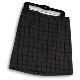 Womens Gray Black Plaid Lined Wool Short Straight & Pencil Skirt Size 8