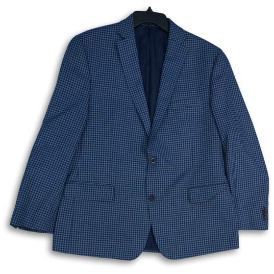 Michael Kors Mens Blue Gingham Single Breasted Two Button Blazer Size 44 image number 1