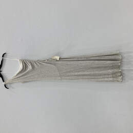 NWT Womens Silver Glitter One Shoulder Ruched Stretch Maxi Dress Size Small