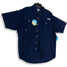 NWT Mens Blue Short Sleeve PFG Omni-Shade UPF 50 Fishing Button-Up Shirt XL