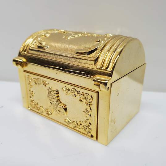 VTG. Arinex Miniature Brass Treasure Chest Clock Figurine Untested P/R image number 3