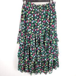 Ann Taylor Women Black Floral Tiered Midi Skirt L NWT alternative image