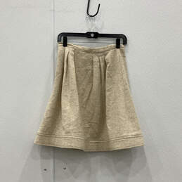 Womens Beige Pleated Front Flap Pocket Side Zip A Line Skirt Size 6