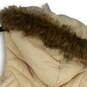 Womens Beige Fur Trim Hooded Sleeveless Full-Zip Puffer Vest Size Medium image number 4