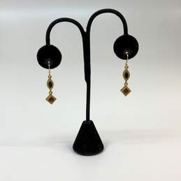 Designer Patricia Locke Gold-Tone Geometric Stones Dangle Drop Earrings