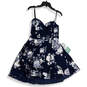 Womens Blue White Floral Sweetheart Neck Back Zip Fit & Flare Dress Size 15 image number 3