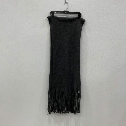 NWT Womens Gray Soft Knit Fringe Multifunctional Winter Rectangle Scarf image number 1