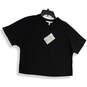 NWT Womens Black Crew Neck Short Sleeve Cropped Pullover T-Shirt Size Small image number 1