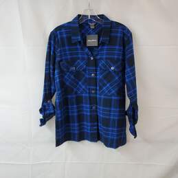 Eddie Bauer Blue Plaid Cotton Button Up Field Shirt WM Size S NWT