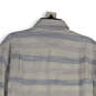 Mens White Blue Striped Spread Collar Short Sleeve Button-Up Shirt Size M image number 4