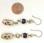 Taxco 925 Chunky Onyx Pendant Necklace & Drop Earrings 40.2g image number 4