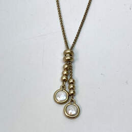 Designer Lucky Brand Gold-Tone Pearl Lariat Snake Chain Pendant Necklace alternative image
