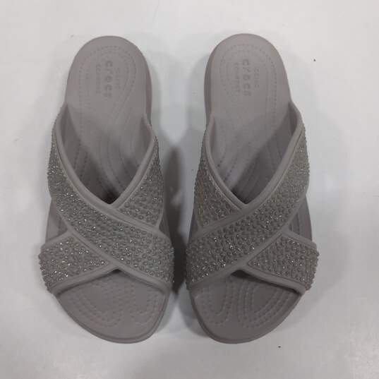 Crocs Women's Sloane Gray Embellished Sandals Size 9 image number 2
