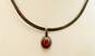 Mexican Artisan 925 Sterling Silver Red Jasper Inlay Pendant On Collar Necklace 35.5g image number 1