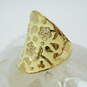 Lauren G Adams Goldtone Cubic Zirconia Accented Flowers Yellow Enamel Saddle Band Ring 14.8g image number 2