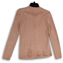 Womens Pink Tight-Knit Long Sleeve Full-Zip Sweater Size Medium alternative image