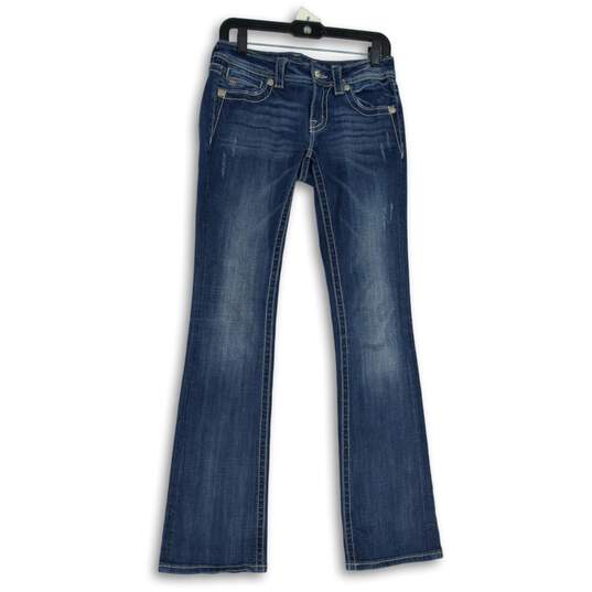 Womens Blue Medium Wash Stretch Pockets Denim Bootcut Jeans Size 27 image number 1