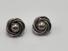 925 Sterling Silver Womens Whirl Round Stud Earrings 18g JEWZEKRVY-A