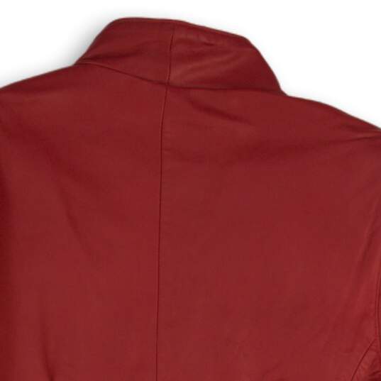 NWT A. J. Ugent Tibor Womens Red Leather Long Sleeve Full Zip Jacket Size S image number 4