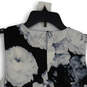 NWT Womens Black White Floral Sleeveless Back Keyhole Blouse Top Size PS image number 3