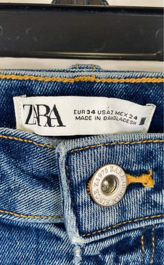 Zara Women Blue Straight Leg Jeans Sz 2 image number 3