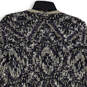 Womens Navy Blue White Knitted Long Sleeve Open Front Cardigan Sweater Sz L image number 4
