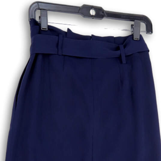 Womens Blue Pleated Belted Casual Straight & Pencil Skirt Size 4R image number 4