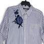 Lauren Ralph Lauren Womens Blue White Floral Long Sleeve Shirt Dress Size 10 image number 3