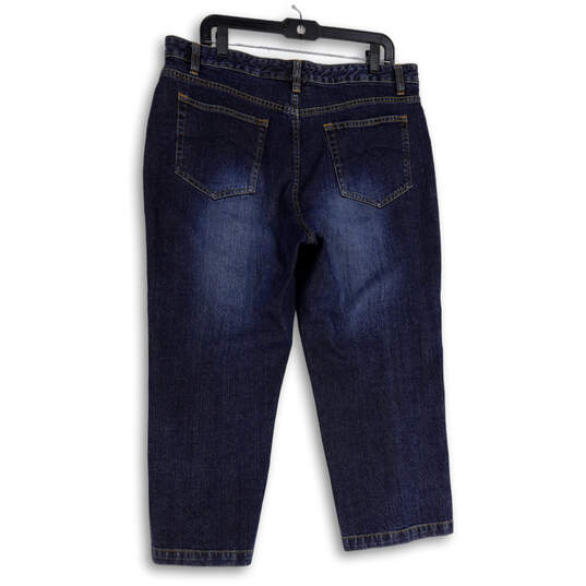 Womens Blue Denim Medium Wash High Waist Pockets Capri Jeans Size 16 image number 4