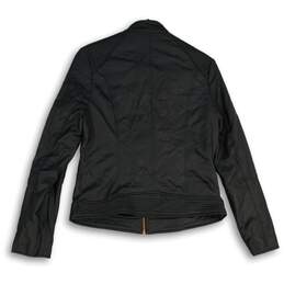 APT.9 Womens Black Leather Full Zip Long Sleeve Pockets Biker Jacket Size Small alternative image
