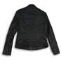 APT.9 Womens Black Leather Full Zip Long Sleeve Pockets Biker Jacket Size Small image number 2
