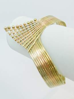 Artisan 14K Yellow & Rose Gold Post Modern Crosshatch Cuff Bracelet 18.5g alternative image