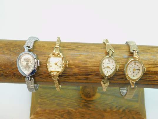 Ladies Vintage Bulova Elgin Helbros Princeton Jeweled Dress Watches 57.8g image number 1