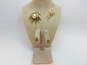 VNTG Mid Century Gold Tone Nephrite, Faux Pearl & Enamel Jewelry image number 1