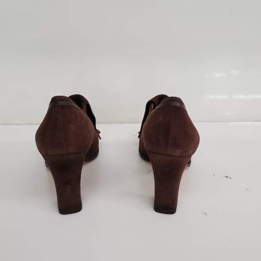 Ferragamo Brown Suede Heeled Loafers Size 6B image number 5
