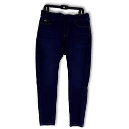 Womens Blue Denim Dark Wash Stretch Pockets Skinny Leg Jeans Size 14