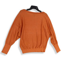 Womens Orange Boat Neck Long Sleeve Knitted Pullover Sweater Size Large alternative image
