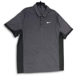Mens Gray Dri-Fit Spread Collar Short Sleeve Golf Polo Shirt Size XXL